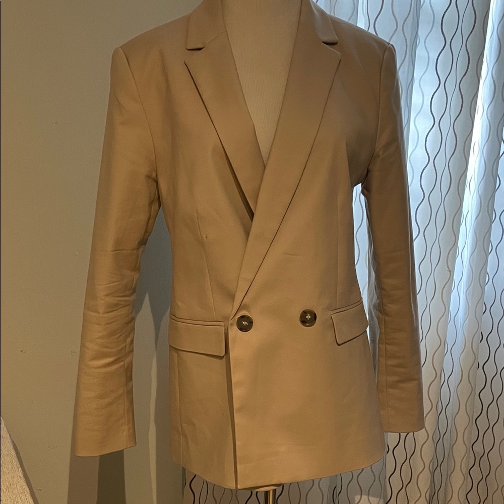 Chic Light Tan Double-Breasted Blazer - image 1